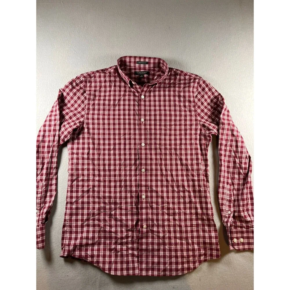 M Cranberry Banana republic slim flex fit tech stretch Button up